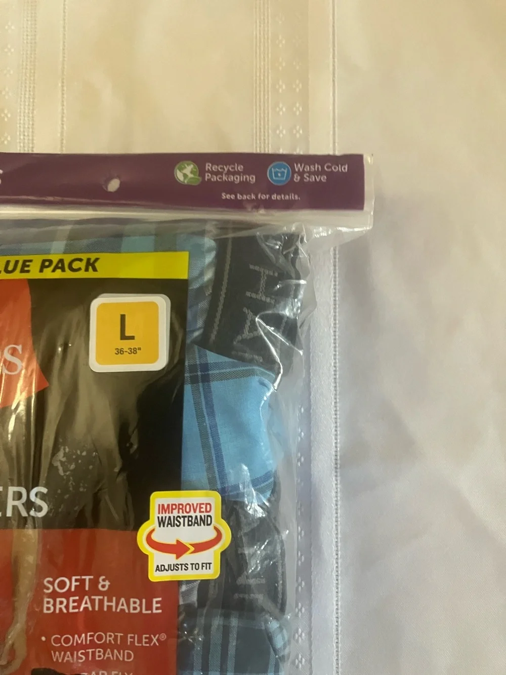 Hanes Men's Blue Plaid Boxers - 6 Pack